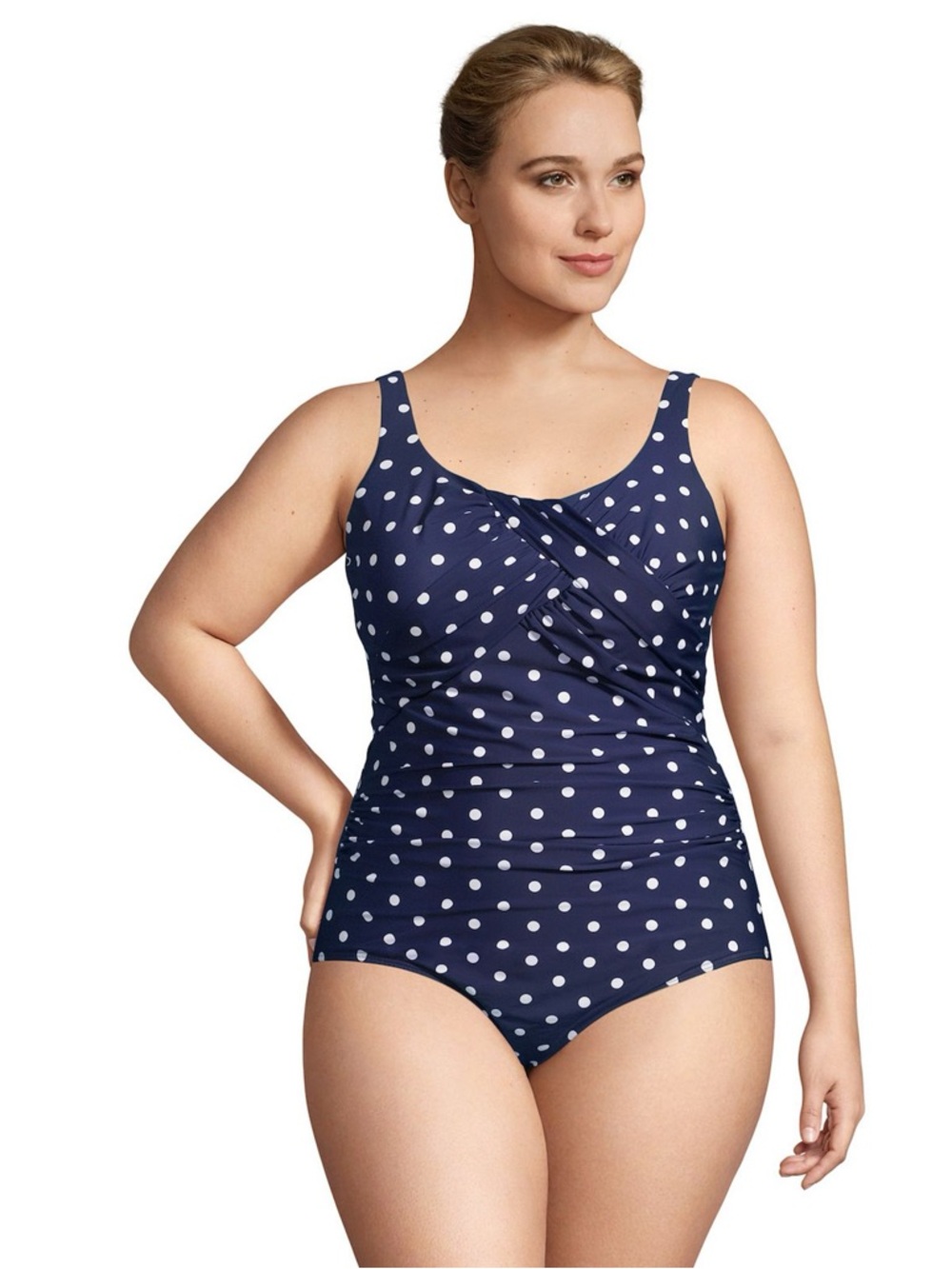 NWT Lands' End Polkadot Carmela Slender Suit One-Piece Swimsuit Sz 16W